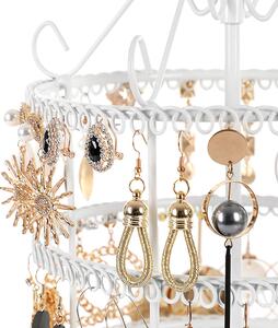 Kružni stalak za nakit bez postolja, metalni, bijeli