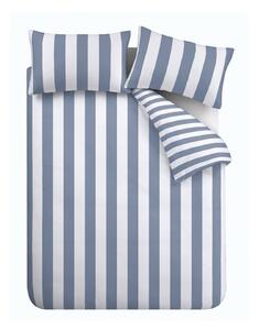 Bijela/plava posteljina za bračni krevet 200x200 cm Cove Stripe – Catherine Lansfield