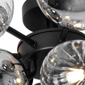 Stropna svjetiljka crna s dimom i prozirnim staklom 10 svjetiljki - Bonnie