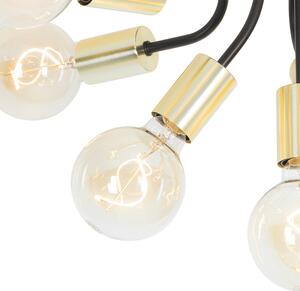 Moderna stropna svjetiljka crna sa zlatnim 10 svjetiljki - Juul