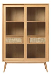 Vitrina u dekoru hrasta s kliznim vratima u prirodnoj boji 110x160 cm Barrali – Unique Furniture