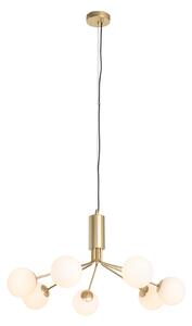Moderna viseća svjetiljka zlatna s opal staklom 7 svjetala - Coby