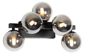 Moderna zidna svjetiljka crna sa dimnim staklom 5-svjetlo - Bianca