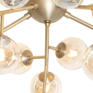 Moderna stropna svjetiljka bronca s jantarnim staklom 20 svjetala - Bianca