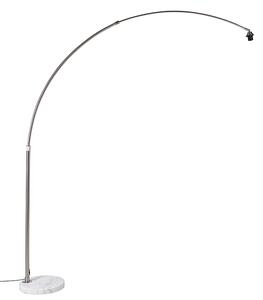 Lučna svjetiljka čelik s podlogom od bijelog mramora podesiva - XXL