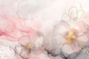 Samoljepljiva tapeta elegantno cvijeće s daškom ružičasto-zlatne boje