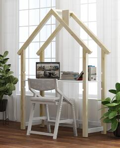 Radni stol u obliku kućice FRANK SCANDI - bijelo-prirodni Desk