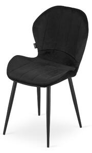 Crna stolica od baršuna TERNI s crnim nogama