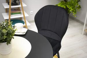 Crna stolica od baršuna TERNI s crnim nogama