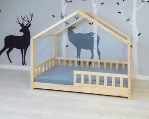 Krevet u obliku kućice sa sigurnosnom ogradicom Leola Hip - prirodna boja Housebed 190x90 cm