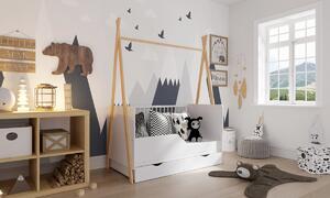 Dječji krevetić Teepee 140x70 cm - bijeli / prirodni Dream S 140x70 cm krevet +prostor za skladištenje