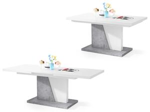 NOIR bijela / beton, stolić za kavu, moderan, proširiv, podignut