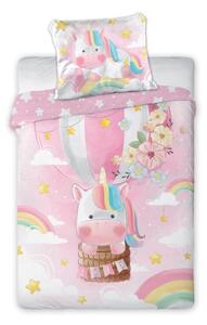 Povlečení Faro baby unicorn sheet 135x100 cm 60x40 ružičasta šaren