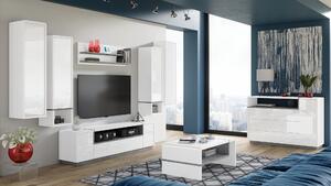 Mazzoni TV stol FOLK 185, bijeli sjaj i mat/beton