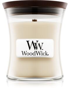 Woodwick Linen mirisna svijeća s drvenim fitiljem 85 g