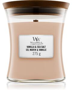 Woodwick Vanilla & Sea Salt mirisna svijeća s drvenim fitiljem 275 g