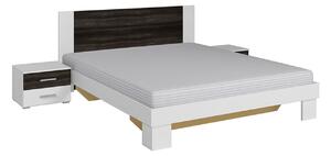 Zondo Bračni krevet 180 cm Verwood Tip 52 (bijela + orah) (s noćnim stolićima) . 602007