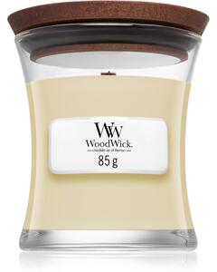 Woodwick White Teak mirisna svijeća s drvenim fitiljem 85 g
