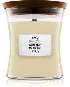 Woodwick White Teak mirisna svijeća s drvenim fitiljem 275 g