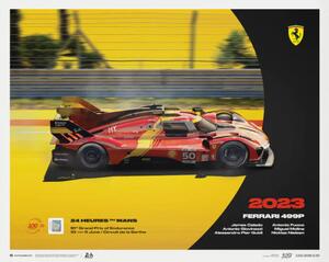 Umjetnički tisak Ferrari 499P - 24h Le Mans - 100th Anniversary - 2023, (50 x 40 cm)