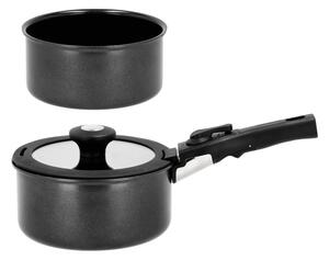 Aluminijski set tava s ručkom koja se može skinuti 2 kom s poklopcem/s neprianjajućom površinom 2,4 l – Holm