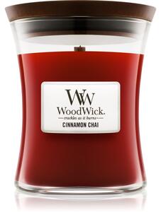 Woodwick Cinnamon Chai mirisna svijeća s drvenim fitiljem 275 g