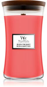 Woodwick Melon & Pink Quarz mirisna svijeća s drvenim fitiljem 609,5 g