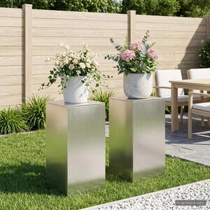 Stalak za biljke 2 pcs Srebrna 40 x 40 x 80 cm Čelik - Nehrđajući čelik 2x (40 x 40 x 80 cm)