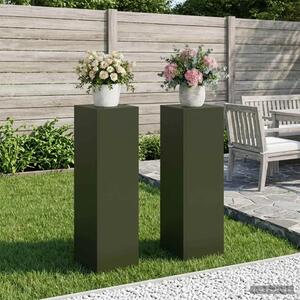 Stalak za biljke 2 pcs Maslinastozelena 30 x 30 x 100 cm Čelik - Maslinastozelena 2x (30 x 30 x 100 cm)