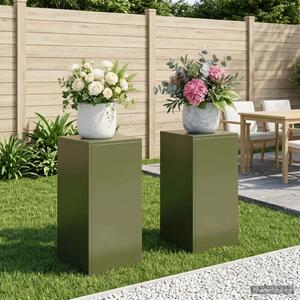 Stalak za biljke 2 pcs Maslinastozelena 30 x 30 x 60 cm Čelik - Maslinastozelena 2x (30 x 30 x 60 cm)
