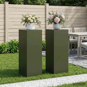 Stalak za biljke 2 pcs Maslinastozelena 30 x 30 x 80 cm Čelik - Maslinastozelena 2x (30 x 30 x 80 cm)