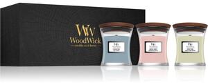 Woodwick Evening Onyx & Solar Ylang & Coastal Sunset poklon set s drvenim fitiljem (gift box) 1 kom