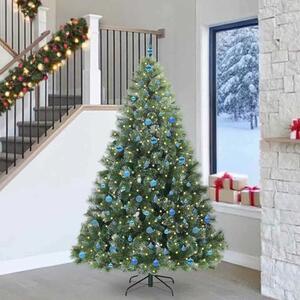 Umjetno božićno drvce s stalakom Zelena 240 cm PE i PVC - 240 cm Bijelo s LED-ima i plavim kuglicama