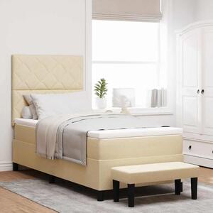 Box spring krevet s jastukom Krema 90 x 200 cm tkanina - Krema 90 x 200 cm Dizajn s rombovima