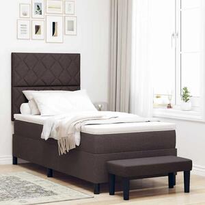 Box spring krevet Tamno smeđa 90 x 190 cm tkanina - Tamno smeđa 90 x 190 cm Dizajn s rombovima