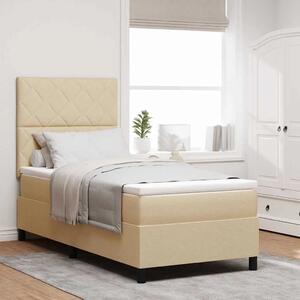 Box spring krevet s uzglavljem Krema 90 x 200 cm tkanina - Krema 90 x 200 cm Dizajn s rombovima
