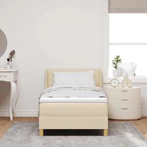 Box spring krevet s uzglavljem Krema 190 x 90 cm tkanina - Krema 90 x 190 cm Prošiveno gumbima