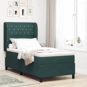 Box spring krevet Tamnozelena 200 x 90 cm Baršun - Tamnozelena 90 x 200 cm Kristal s dugmadima