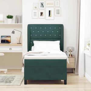 Box spring krevet Tamnozelena 190 x 90 cm Baršun - Tamnozelena 90 x 190 cm Kristal s dugmadima