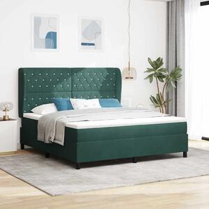 Box spring krevet Tamnozelena 200 x 180 cm Baršun - Tamnozelena 180 x 200 cm Kristal s dugmadima