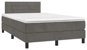 Krevet box spring s madracem LED tamnosivi 120 x 190 cm baršun - Tamno siva 120 x 190 cm vodoravne pruge