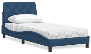 Krevet s madracem plavi 90 x 190 cm od tkanine - Plava 90 x 190 cm
