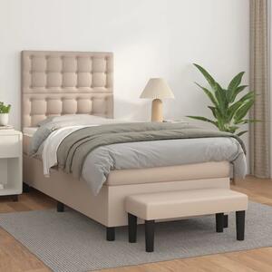 Boxspring - Krevet s oprugama i madrac cappuccino 80x200 cm od umjetne kože - Boja cappuccina 80 x 200 cm gumbi