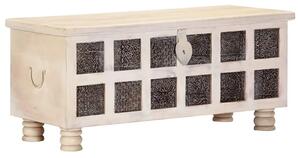 Kutija za pohranu bijela 110x40x45 cm masivno bagremovo drvo