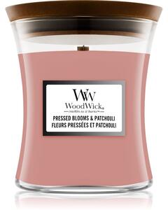 Woodwick Pressed Blooms & Patchouli mirisna svijeća s drvenim fitiljem 275 g