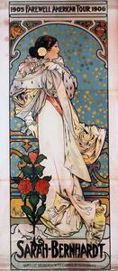 Mucha, Alphonse Marie - Reprodukcija umjetnosti Sarah Bernhardt's Farewell American Tour, (21.8 x 50 cm)