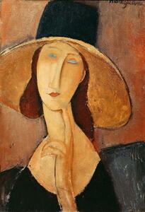 Amedeo Modigliani - Reprodukcija umjetnosti Portrait of Jeanne Hebuterne in a large hat, (26.7 x 40 cm)