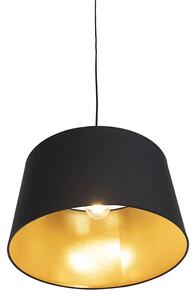 Viseća svjetiljka s pamučnom sjenilom crna sa zlatnom 40 cm - Combi