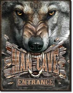 Metalni znak Man Cave Wolf, (30 x 42 cm)