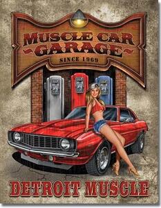 Metalni znak LEGENDS - muscle car garage, (32 x 41 cm)